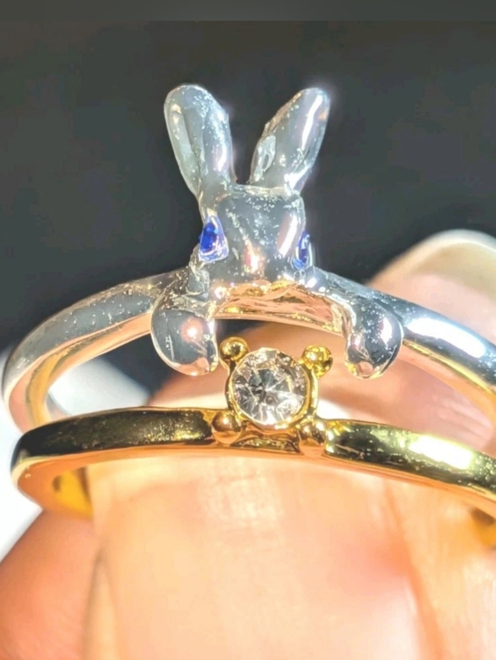 1/2 Ct Simulated Round Diamond Silvery Ring Set 14k Yellow Gold Plated Bunny Set